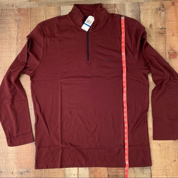 Nautica men’s navtech quarter zip maroon lightweight slim fit sweatshirt - XL - Picture 5 of 8